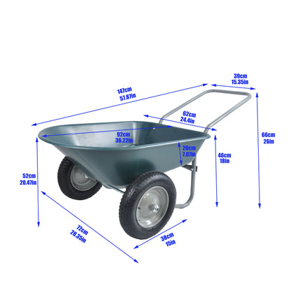 2 Wheel Wheelbarrow Heavy Duty, 300lbs Weight Capacity