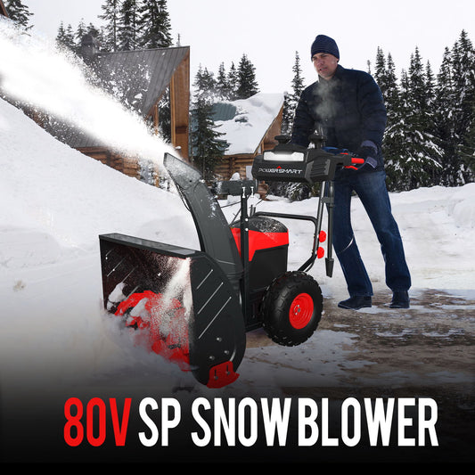 24inch Snow Blower Cordless, 2-Stage 80V Electric Snowblower with Wheels