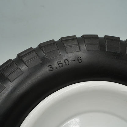 4.10/3.50-6 Flat Free Tire with 1inch and 3/4 Bearings, 3" Center Hub, Set of 2