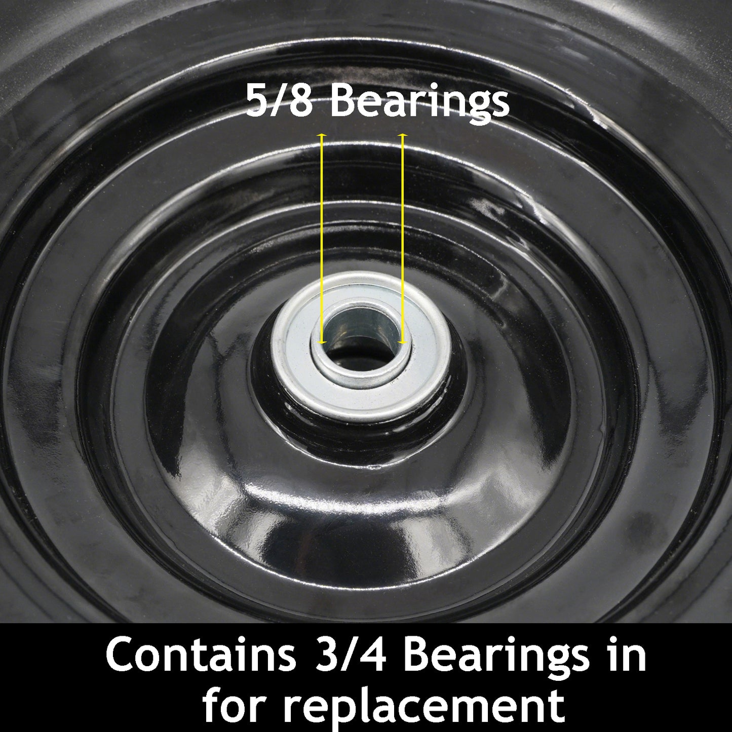 12x5.00-6 Flat Free Tire and Wheel, Solid 5/8 & 3/4" Bore 500-6 Tire on Rim for Wheelbarrow/Dolly/Garden Cart, Compatible with 13x5.00-6