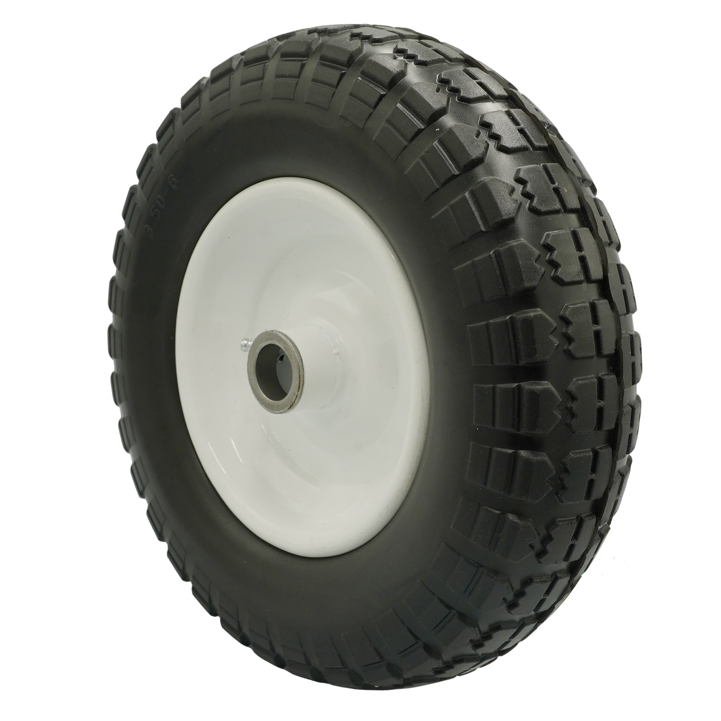 4.10/3.50-6 Flat Free Tire with 1inch and 3/4 Bearings, 3" Center Hub, Set of 2