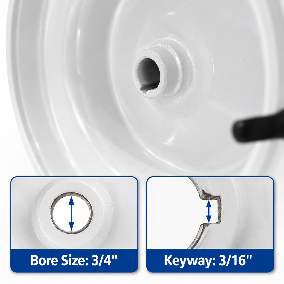 20x10.00-8 Lawn Mower Tire and Wheel, 3/4" Borehole, 3.5" Offset Hub, 3/16" Keyway, 4 Ply, Set of 2