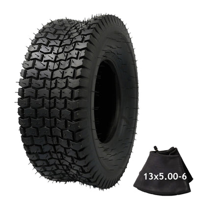 13x5.00-6 Tire and Tube, 4PR TR-13 Valve Stem 13x5-6 for Riding Lawn Mowers and Utility Carts, with Turf Tread & Puncture-Resistant Inner Tube, 350 lbs Load Capacity