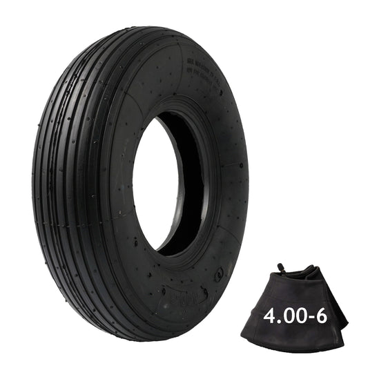 4.00-6 Tire and Inner Tube, 2PR TR-13 Valve Stem, 300 lbs Capacity, Universal Fits for 13” Wheel