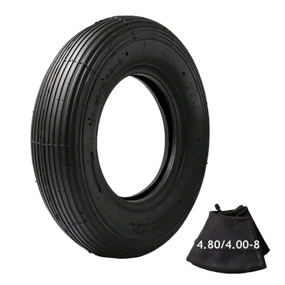 4.80/4.00-8 Tire and Tube, TR-13 Valve Stem, 550 lbs Capacity 4.80-8 Tire Fits 15.5" for Wheelbarrows/Hand Trucks/Lawn Mowers/Dollies/rolley/Garden Carts, 2PR
