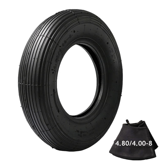 4.80/4.00-8 Tire and Tube, TR-13 Valve Stem, 550 lbs Capacity 4.80-8 Tire Fits 15.5" for Wheelbarrows/Hand Trucks/Lawn Mowers/Dollies/rolley/Garden Carts, 2PR