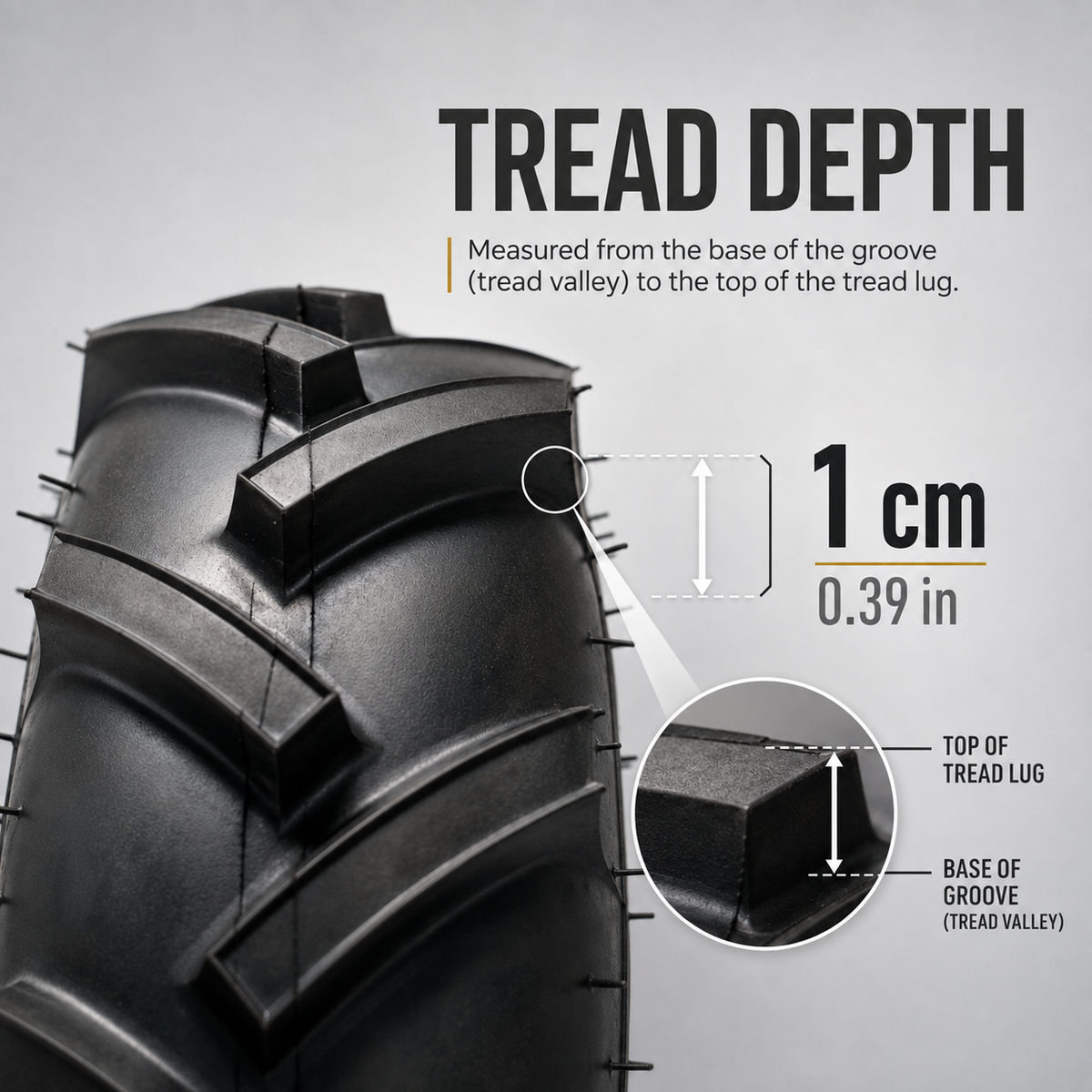 Tiller Tire 4.00-4 on Wheel 3/4 Bore, 3-1/8" Centered Hub, Tubeless, 4-Ply