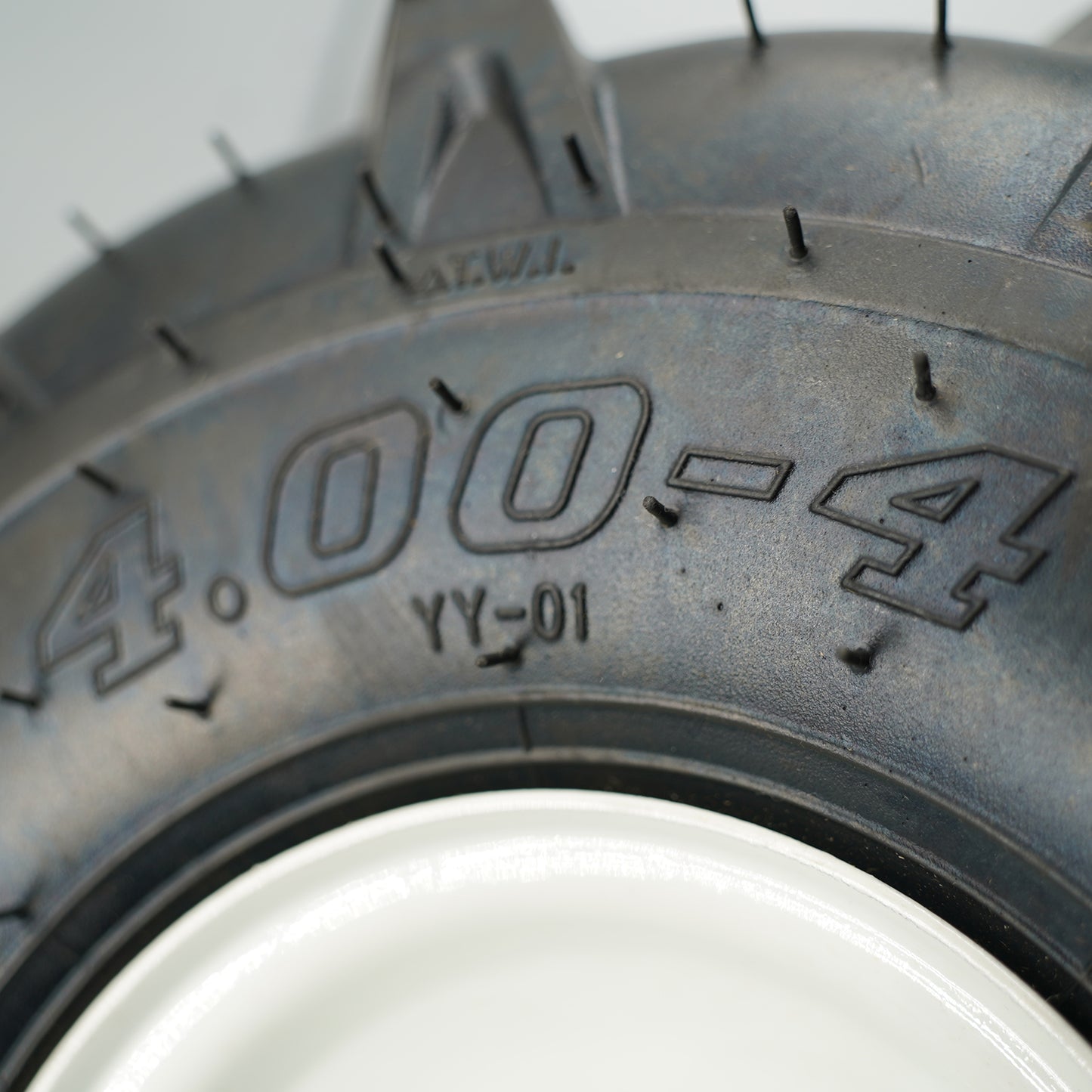 Tiller Tire 4.00-4 on Wheel 3/4 Bore, 3-1/8" Centered Hub, Tubeless, 4-Ply