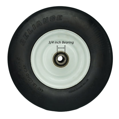 Solid Rubber 13x5.00-6 Flat Free Tire with 3/4 & 5/8 Bearings, 3-6” Center Hub Semi-Pneumatic 13x5.00-6 Smooth Tire and Wheel
