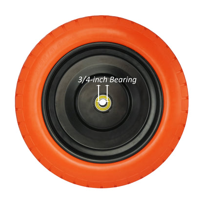 3.25/3.00-8 Wheelbarrow Tire Flat Free with 3/4 & 5/8 Bearings, 3-6" Center Hub