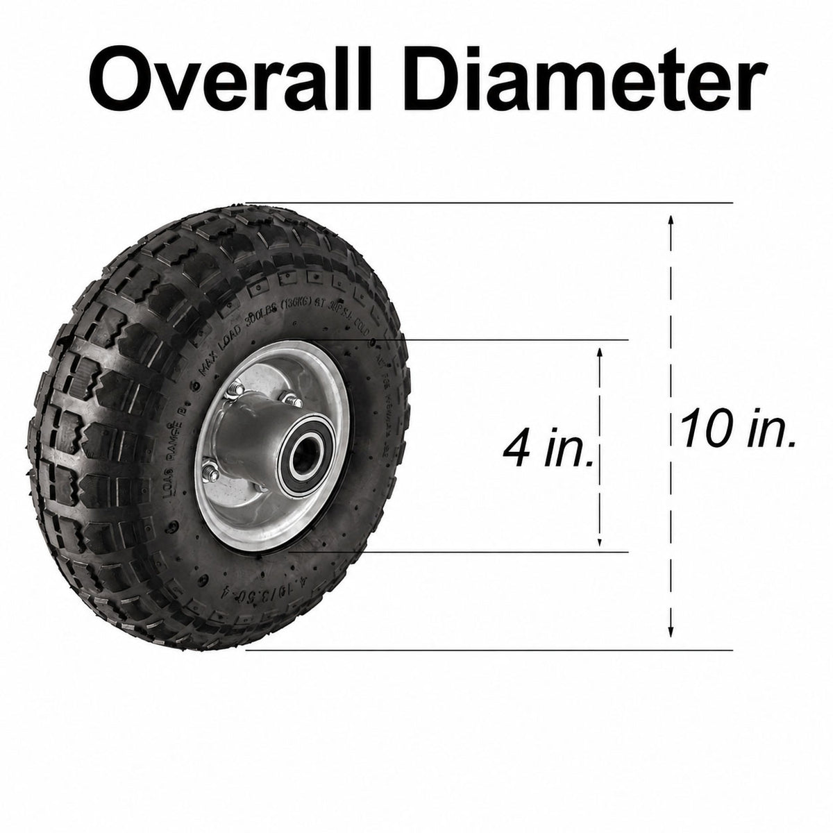 Mower Sulky Wheels 10 inch, 5/8 & 3/4 Axle, 2.25"-5.00" Hub, Compatible with X2 Sulky, 600 lbs