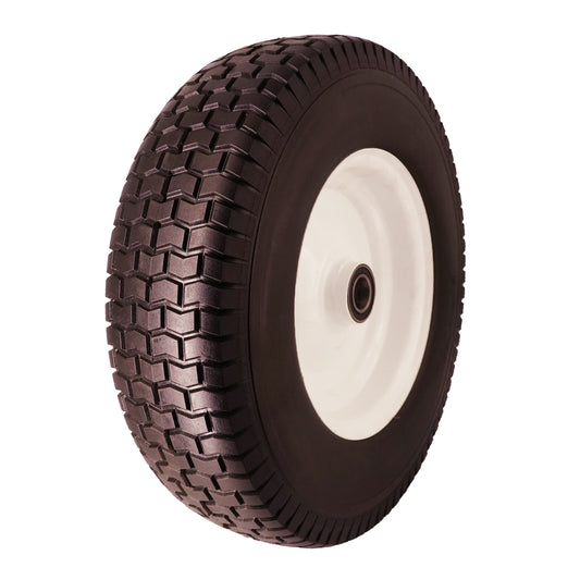 16 x 5.00-8 in. Flat Free Tire with 1” Bore, 3“ Center Hub, 600 lb. Weight Capacity Turf Tread Tire and Wheel