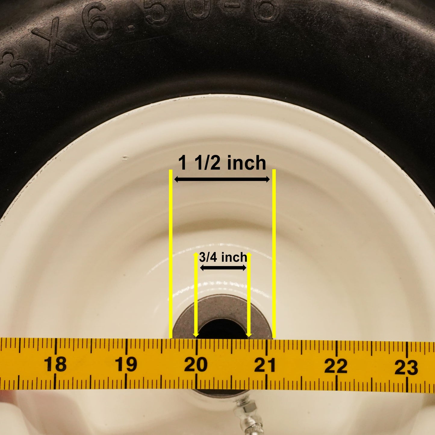 13x6.50-6 Flat-Free Zero-Turn Lawn Mower Smooth Tread Tire Assembly, 3/4 5/8 & 1/2 inch Bearing, 4.0"-6.0"Center Hub