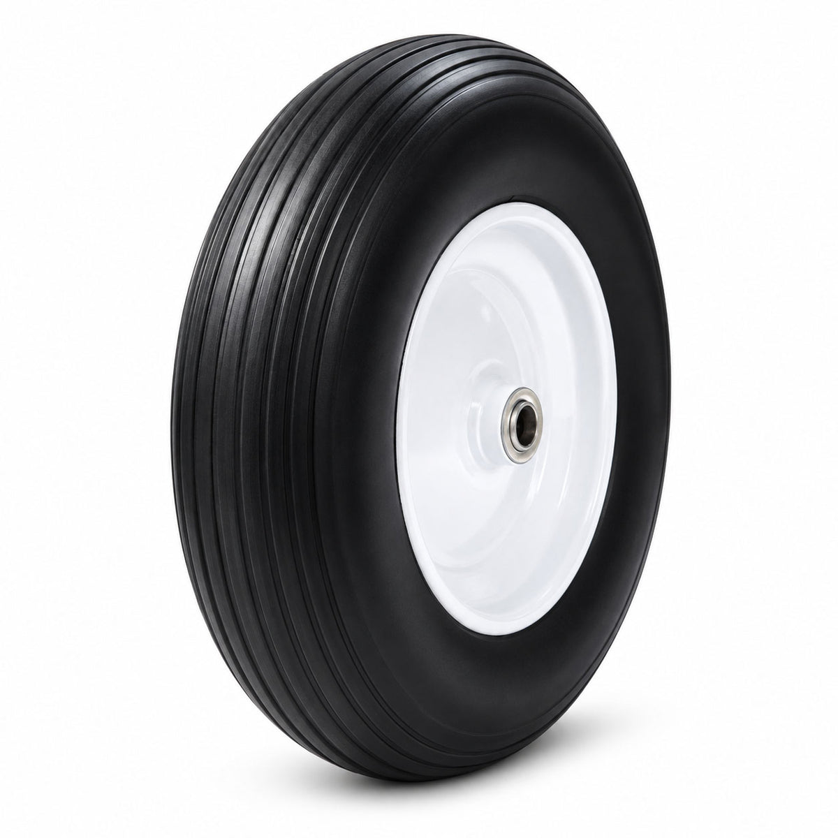4.80/4.00 x 8 Wheelbarrow Tire, 3/4 & 5/8 Bearings, 3" Hub 16 inch Flat Free Tire and Wheel