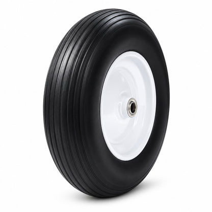 4.80/4.00 x 8 Wheelbarrow Tire, 3/4 & 5/8 Bearings, 3" Hub 16 inch Flat Free Tire and Wheel