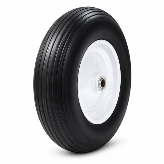 4.80/4.00 x 8 Wheelbarrow Tire, 3/4 & 5/8 Bearings, 3" Hub 16 inch Flat Free Tire and Wheel