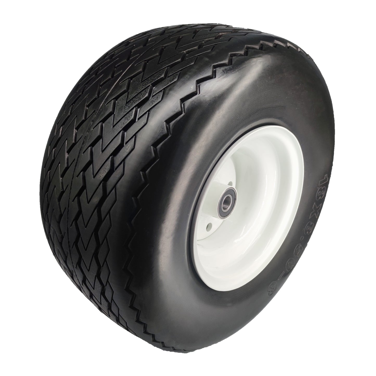 (Out of Stock)18 in. Flat Free Lawn Mower Tire 18x8.50-8 with 3/4 Bearings, 3" Center Hub(2 Packages)